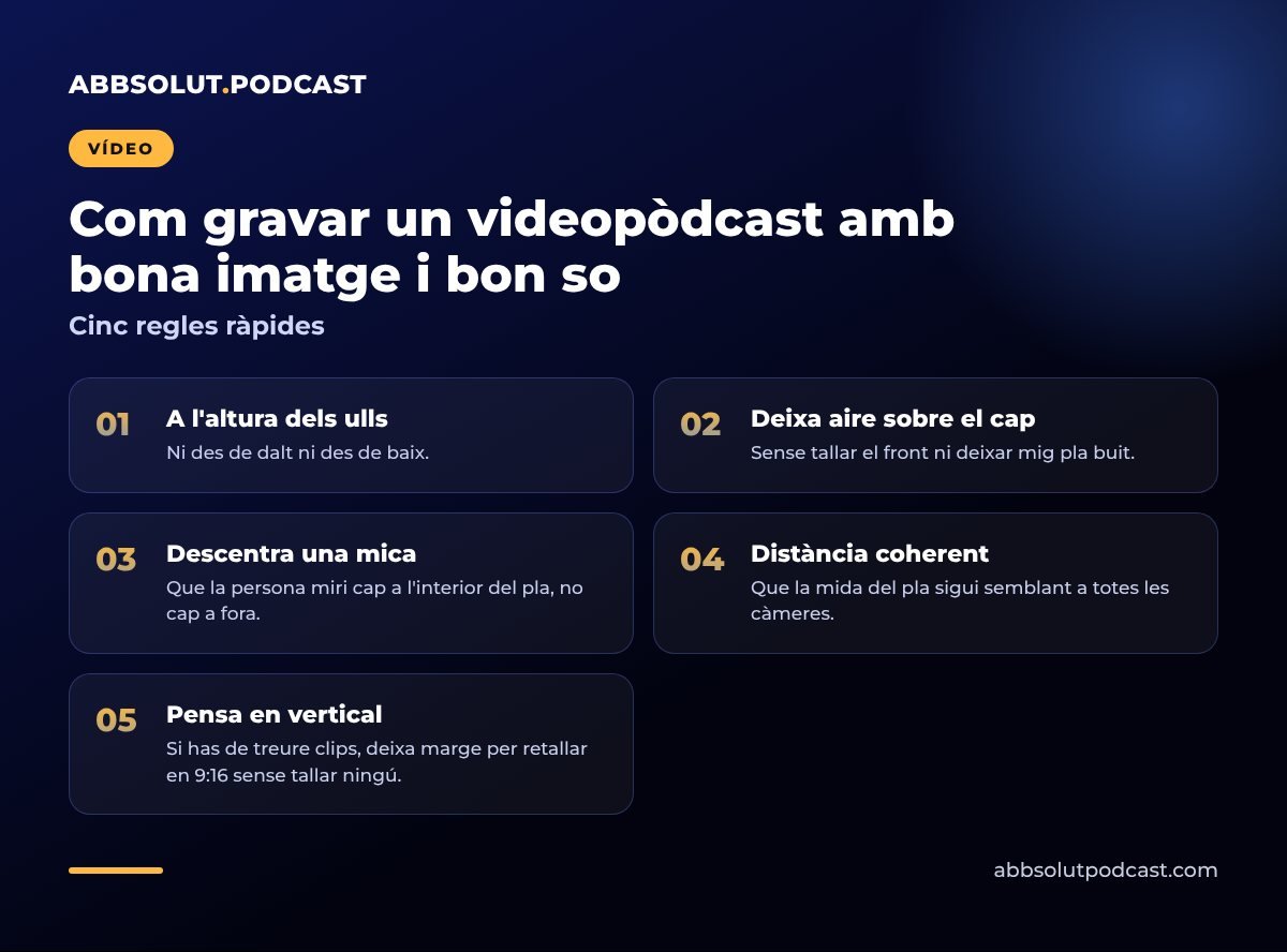Infografia: Com gravar un videopòdcast amb bona imatge i bon so. Cinc regles ràpides